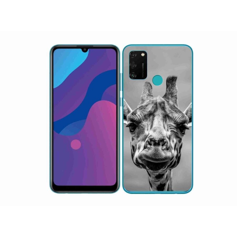 Zselés borítás mmCase a Honor 9A készülékhez - fekete-fehér zsiráf