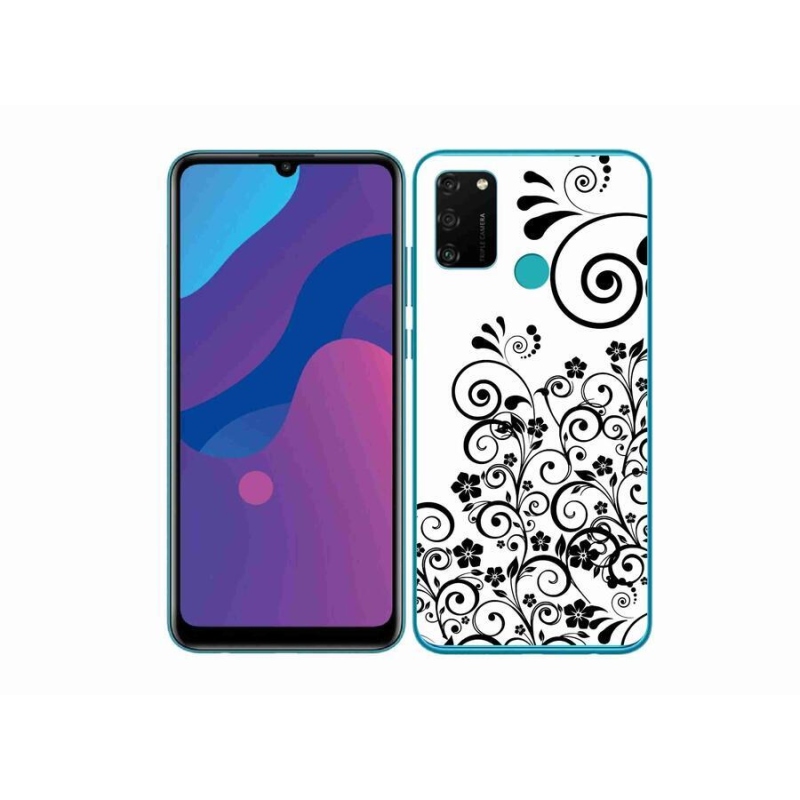 Zselés borítás mmCase a Honor 9A készülékhez - fekete és fehér virágminták
