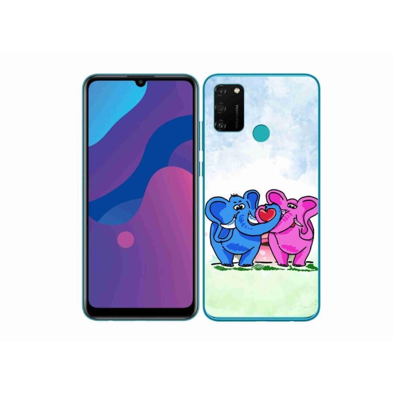 Gél borítás mmCase a Honor 9A számára - szerelmes elefántok