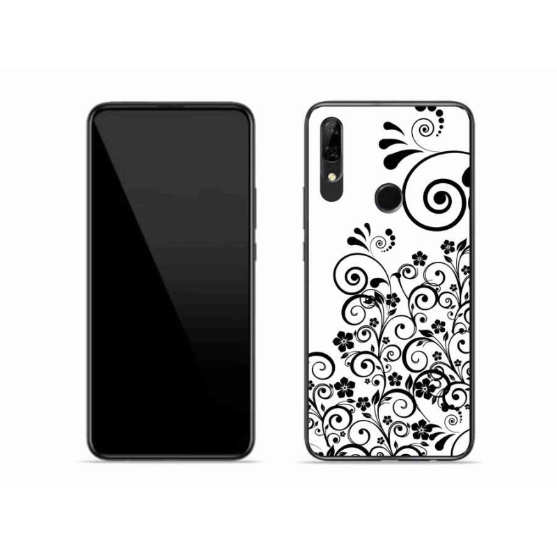 Zselés borítás mmCase a Honor 9X készülékhez - fekete-fehér virágminták