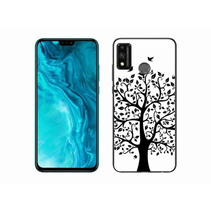 Gél borítás mmCase a Honor 9X Lite készülékhez - fekete-fehér fa