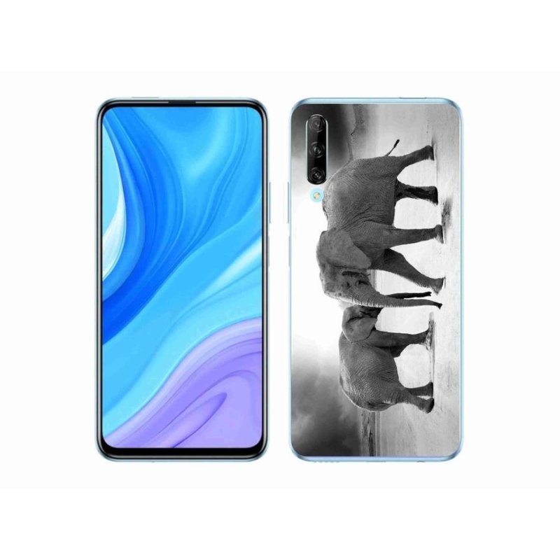 Gél borítás mmCase a Honor 9X Pro készülékhez - fekete és fehér elefántok