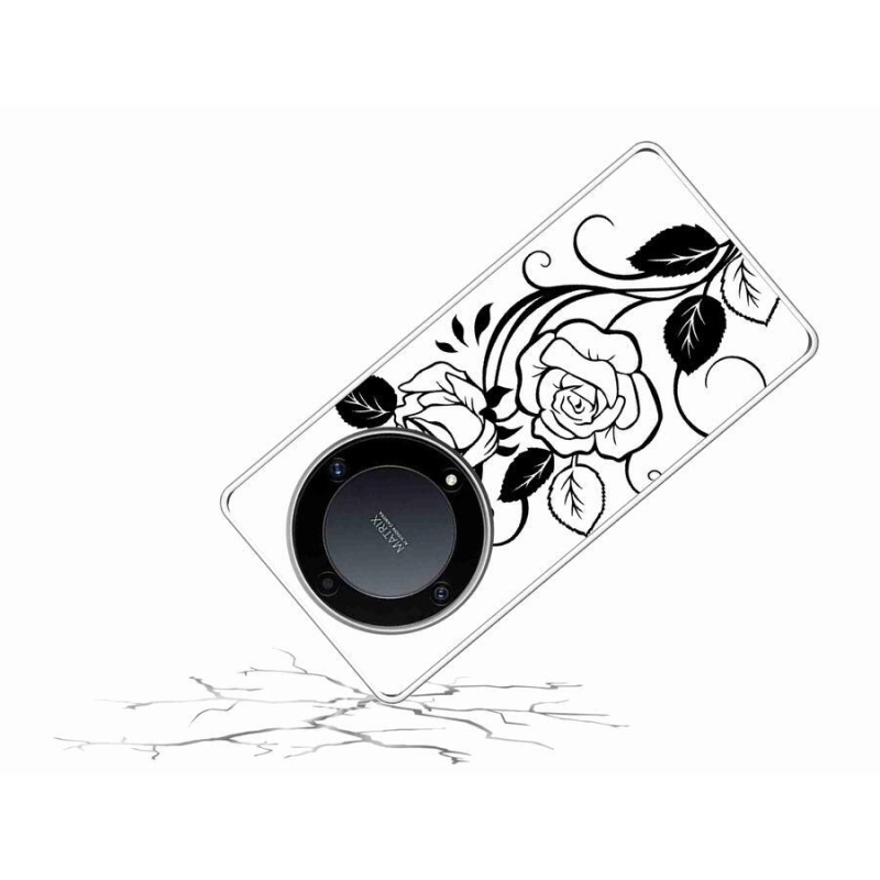 Zselés borítás mmCase a Honor Magic 5 Lite 5G számára - fekete és fehér rózsa