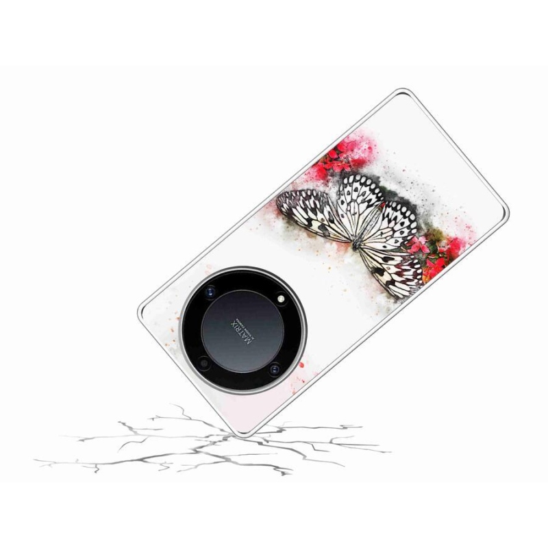 Zselés borítás mmCase a Honor Magic 5 Lite 5G számára - fekete-fehér pillangó