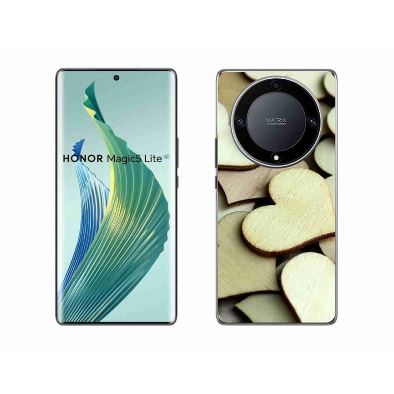 Gél borítás mmCase a Honor Magic 5 Lite 5G számára - fából készült szívek
