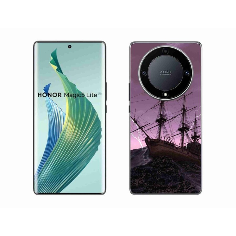 Zselés borítás mmCase a Honor Magic 5 Lite 5G számára - hajó a viharban