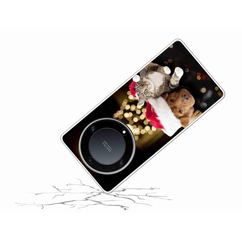 Gél borítás mmCase a Honor Magic 5 Lite 5G számára - Karácsonyi kutya és macska