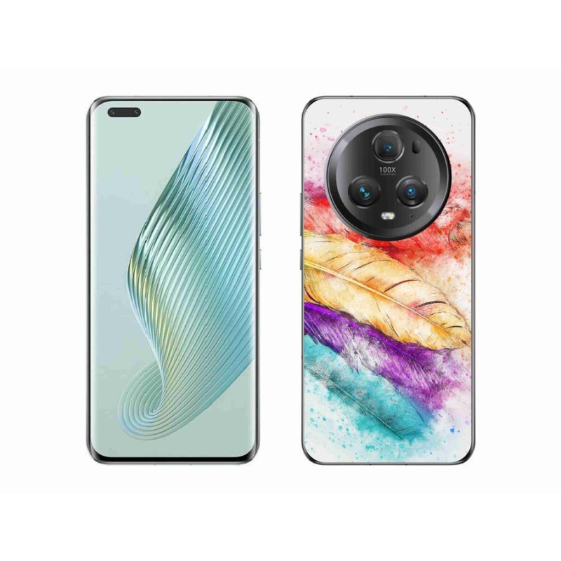 Zselés borítás mmCase a Honor Magic 5 Pro 5G számára - színes tollakkal