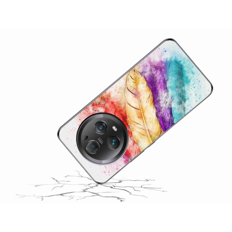 Zselés borítás mmCase a Honor Magic 5 Pro 5G számára - színes tollakkal
