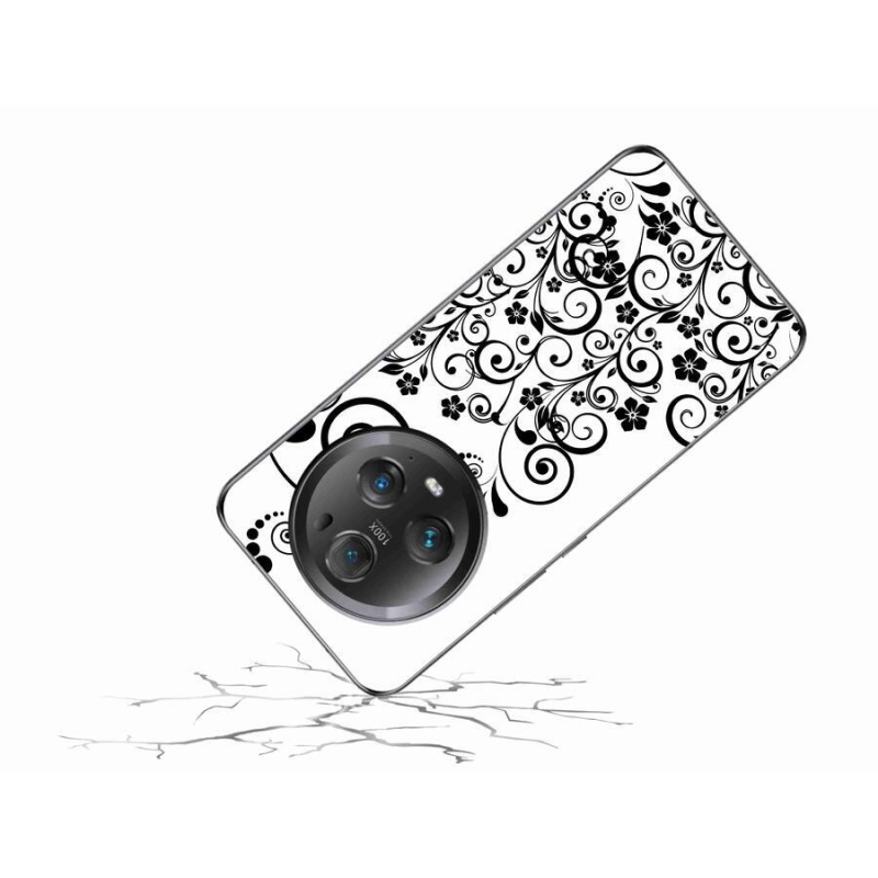 Zselés borítás mmCase a Honor Magic 5 Pro 5G készülékhez - fekete és fehér virágminták