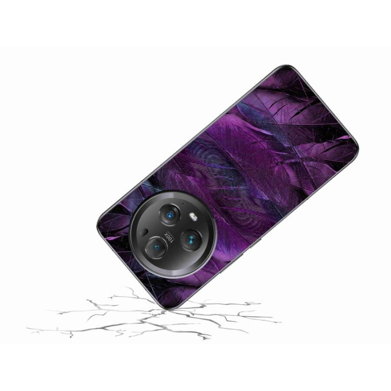 Zselés borítás mmCase Honor Magic 5 Pro 5G - lila tollakhoz