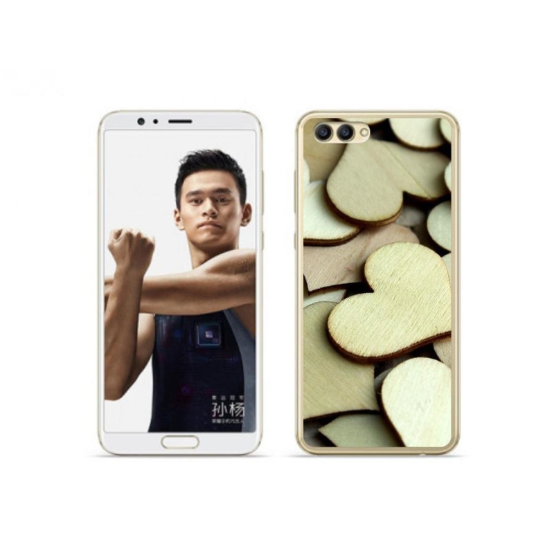 Gél borítás mmCase a Honor View 10 készülékhez - fából készült szívek