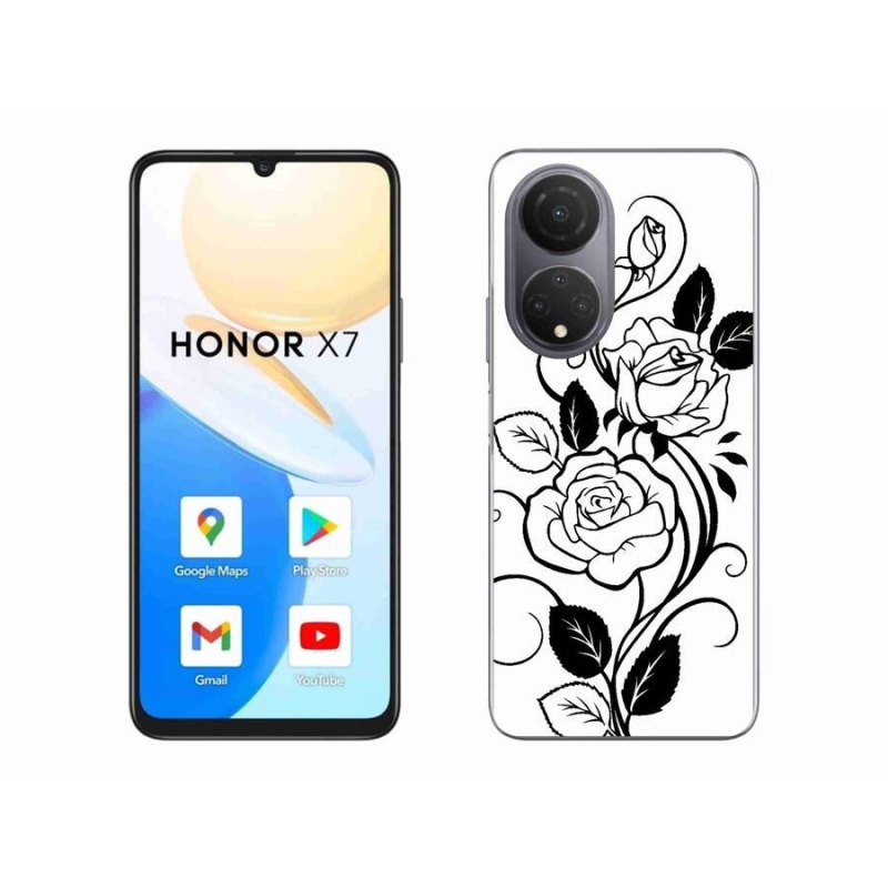 Zselés borítás mmCase a Honor X7-hez - fekete és fehér rózsa