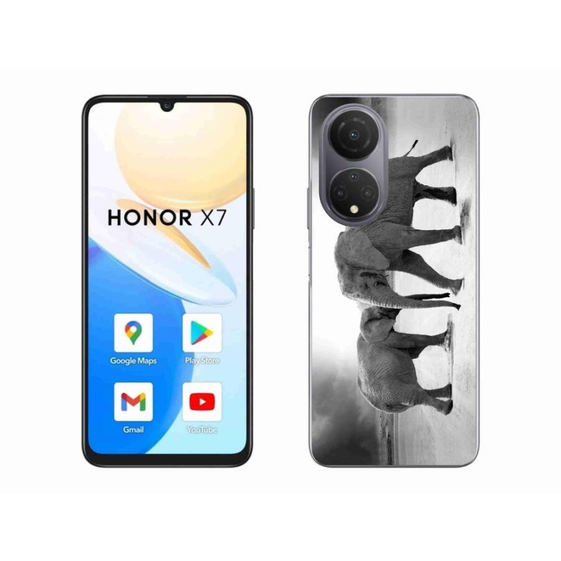 Zselés borítás mmCase a Honor X7-hez - fekete és fehér elefántok