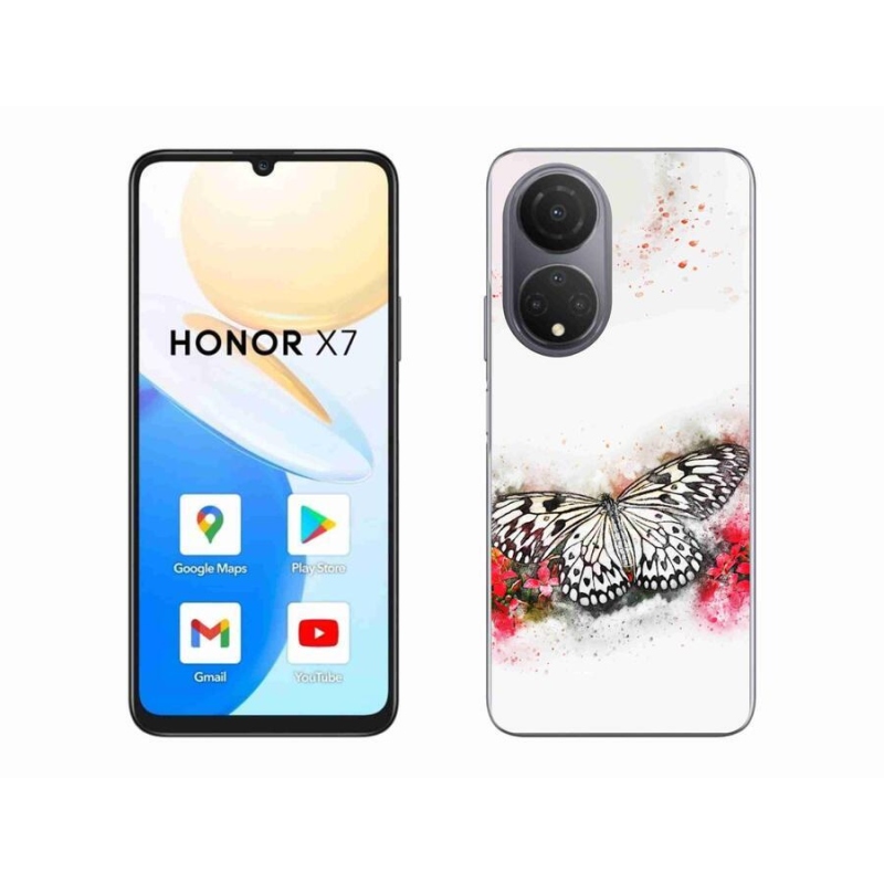 Zselés borítás mmCase a Honor X7-hez - fekete-fehér pillangó