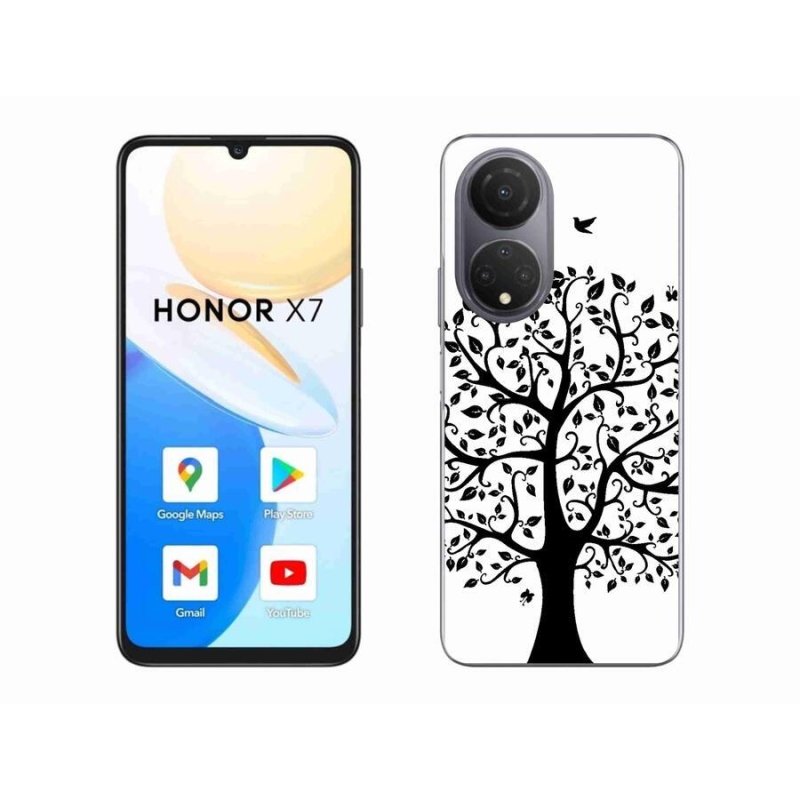 Zselés borítás mmCase a Honor X7-hez - fekete-fehér fa