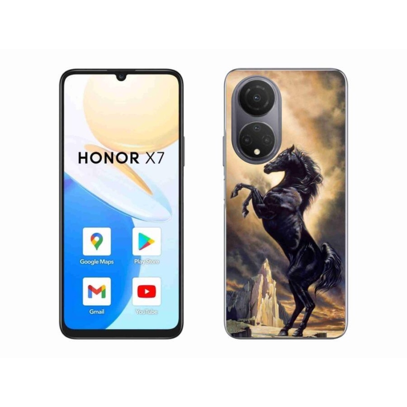 Zselés borítás mmCase a Honor X7-hez - fekete rajzfilm ló
