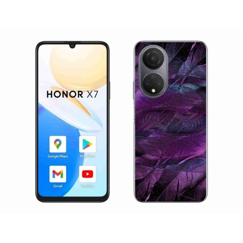 Zselés borítás mmCase a Honor X7 készülékhez - lila tollak