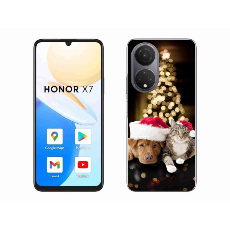 Gél borító mmCase a Honor X7-hez - Karácsonyi kutya és macska