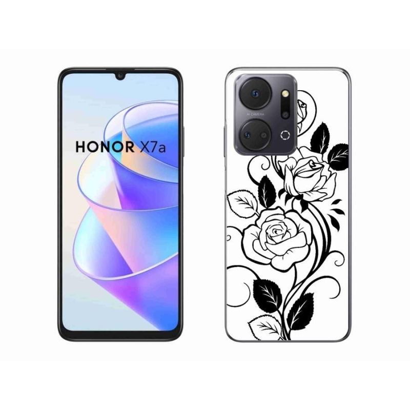 Zselés borítás mmCase a Honor X7a készülékhez - fekete és fehér rózsa