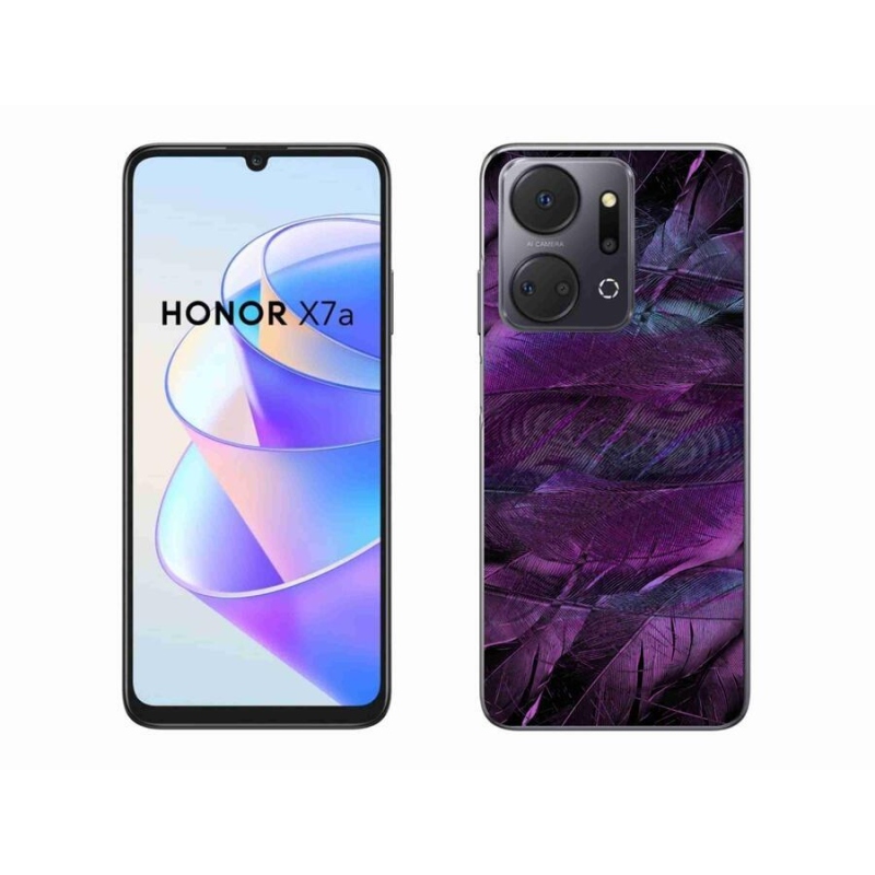 Zselés borítás mmCase a Honor X7a számára - lila tollak