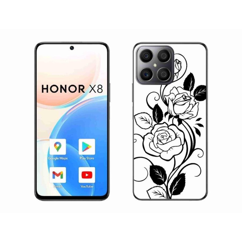 Zselés borítás mmCase a Honor X8 4G-hez - fekete és fehér rózsa