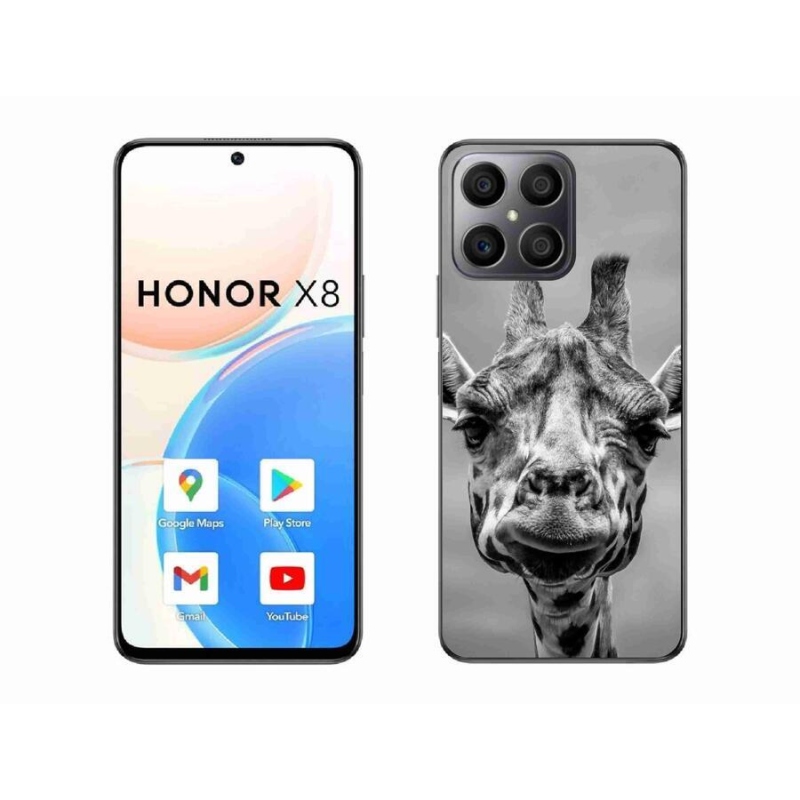 Zselés borítás mmCase a Honor X8 4G-hez - fekete-fehér zsiráf