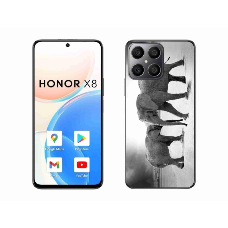 Gél borítás mmCase a Honor X8 4G-hez - fekete és fehér elefántok