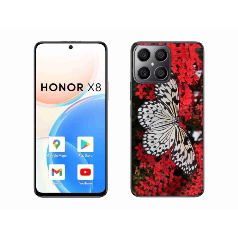 Zselés borítás mmCase a Honor X8 4G-hez - fekete-fehér pillangó 1