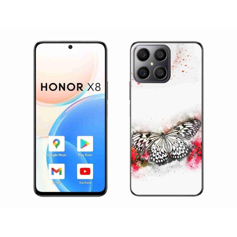 Zselés borítás mmCase a Honor X8 4G-hez - fekete és fehér pillangó