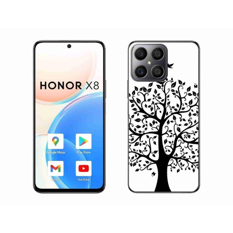 Zselés borítás mmCase a Honor X8 4G-hez - fekete és fehér fa