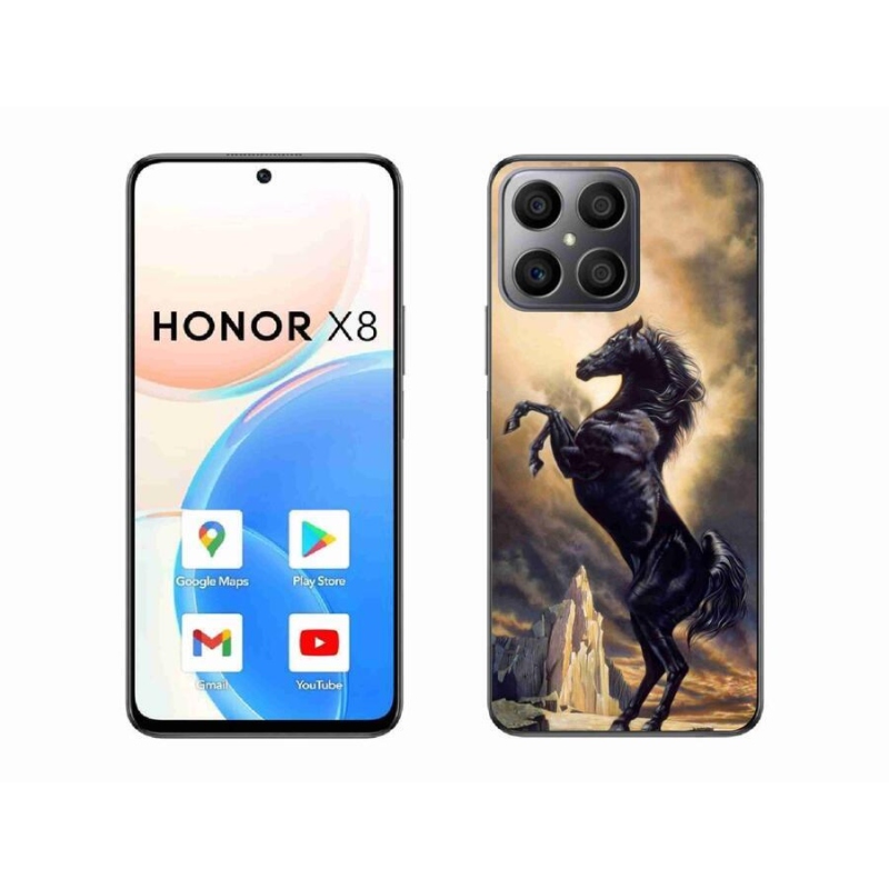 Zselés borítás mmCase a Honor X8 4G-hez - fekete rajzfilm ló