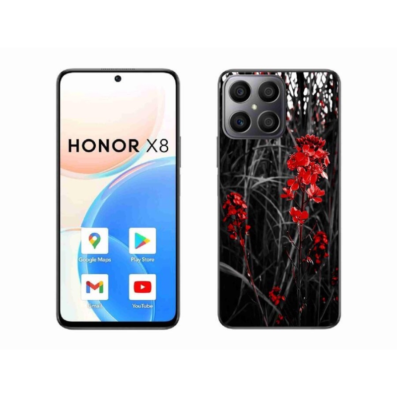 Gél borítás mmCase a Honor X8 4G-hez - piros növényhez