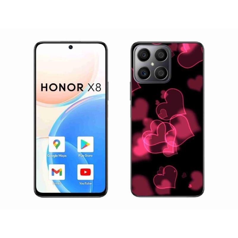 Gél borítás mmCase a Honor X8 4G készülékhez - piros szívek