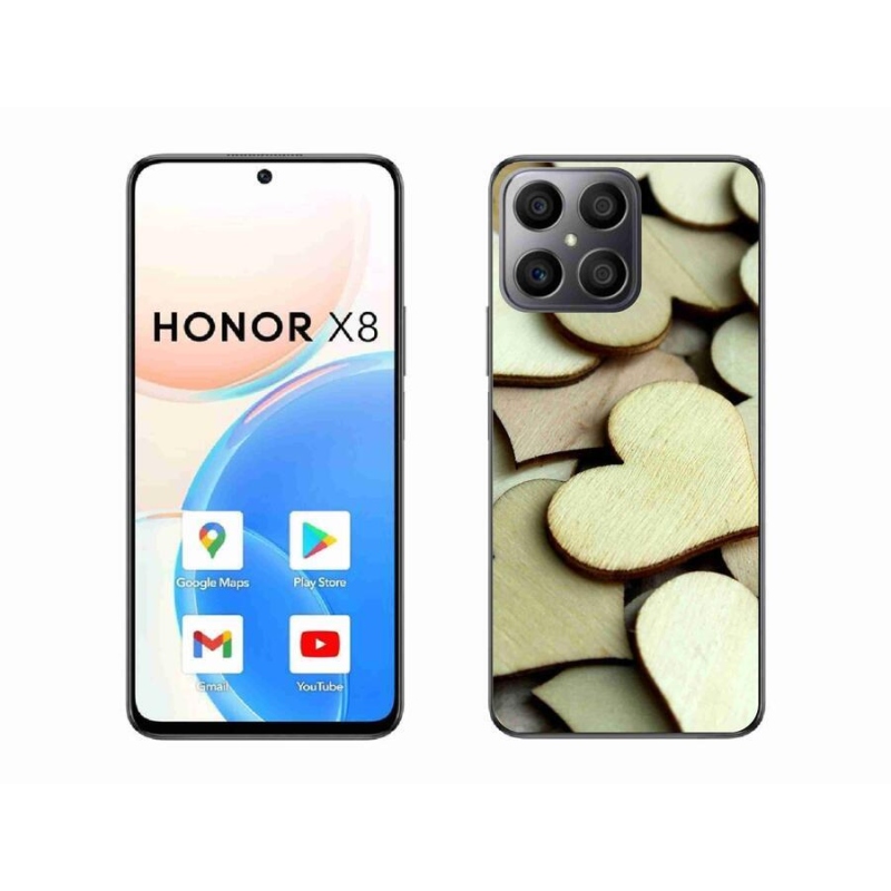 Gél borítás mmCase a Honor X8 4G-hez - fából készült szívek