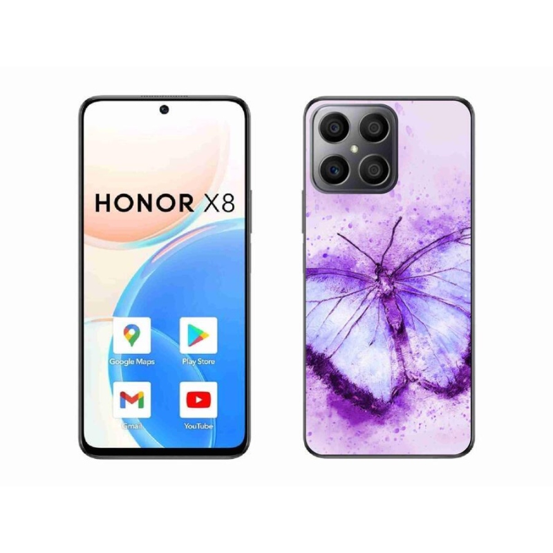 Gél borítás mmCase a Honor X8 4G készülékhez - lila pillangó