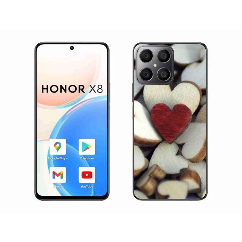 Gél borítás mmCase a Honor X8 4G készülékhez - gravírozott piros szív