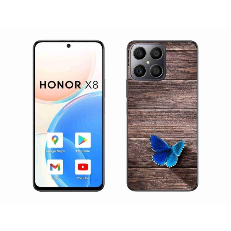 Zselés borítás mmCase a Honor X8 4G-hez - kék pillangó 1