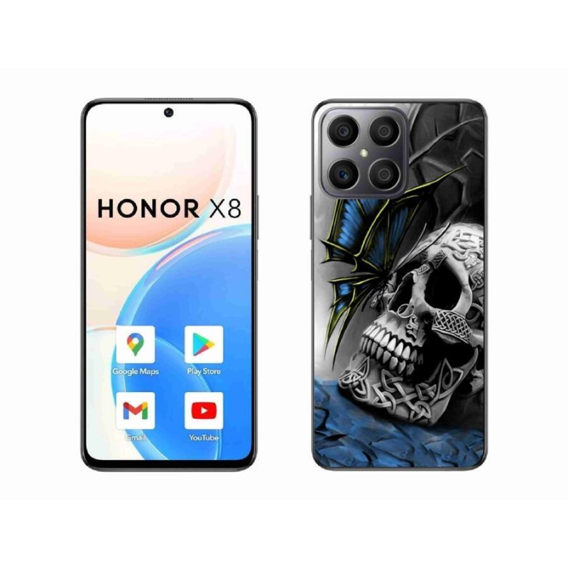 Gél borítás mmCase a Honor X8 4G-hez - pillangó és koponya
