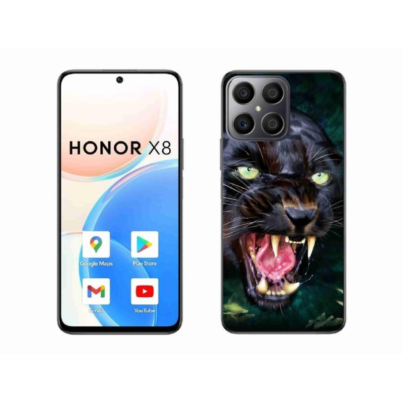 Gél borítás mmCase a Honor X8 4G készülékhez - dühös fekete párduc