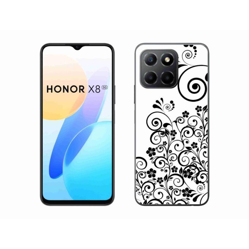 Zselés borítás mmCase a Honor X8 5G/Honor 70 Lite 5G készülékhez - fekete és fehér virágminták