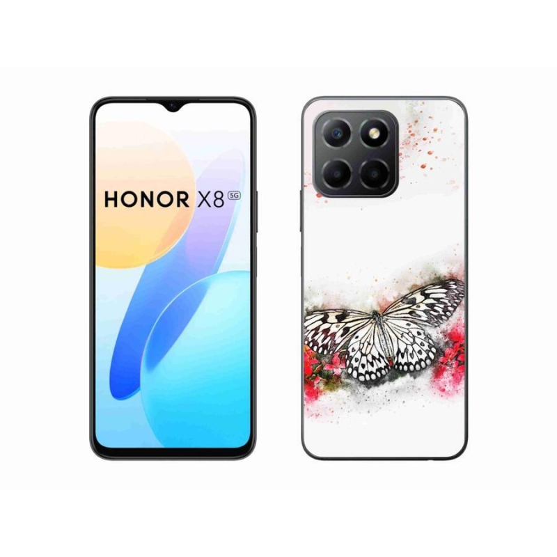 Zselés borítás mmCase a Honor X8 5G/Honor 70 Lite 5G számára - fekete és fehér pillangó