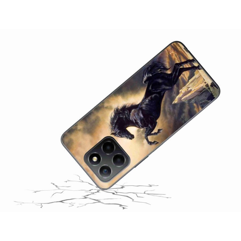 Zselés borítás mmCase a Honor X8 5G/Honor 70 Lite 5G számára - fekete rajzfilm ló