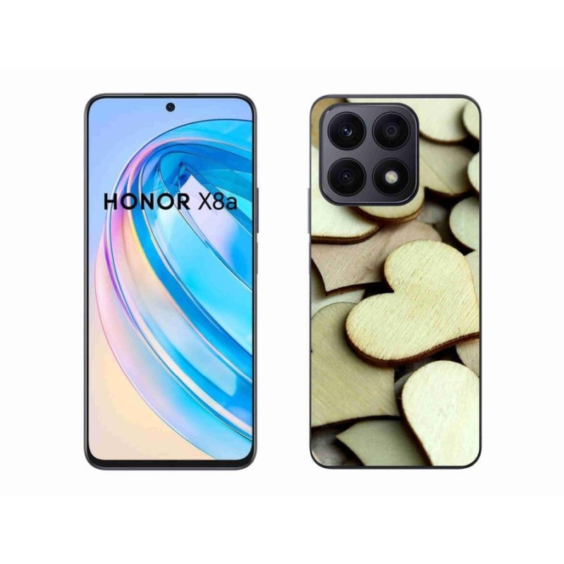Zselés borítás mmCase a Honor X8a számára - fából készült szívek