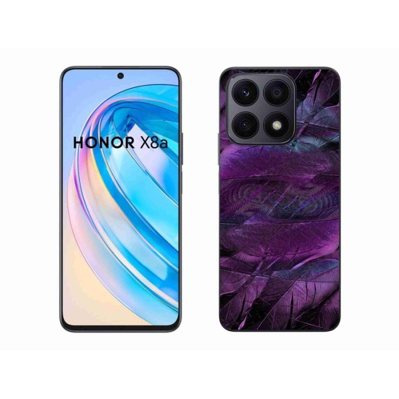 Zselés borítás mmCase a Honor X8a számára - lila tollak