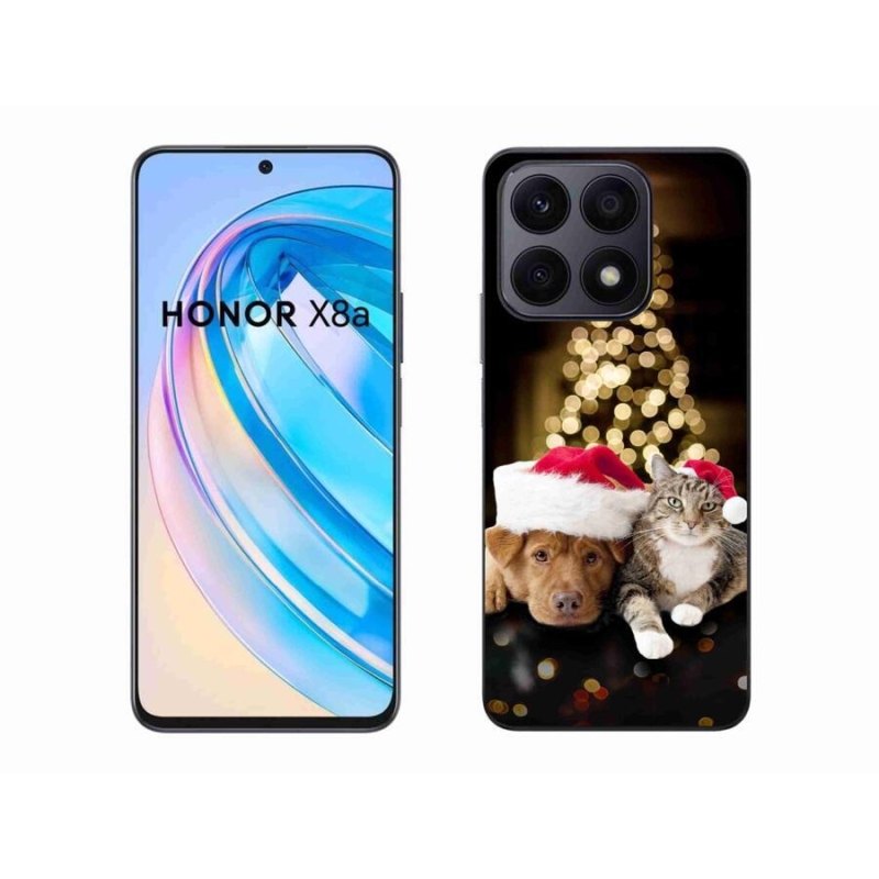 Gél borítás mmCase a Honor X8a számára - Karácsonyi kutya és macska