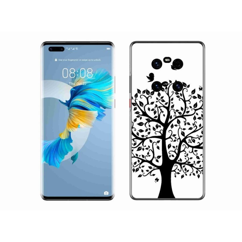 Gél borítás mmCase a Huawei Mate 40 Pro számára - fekete és fehér fa