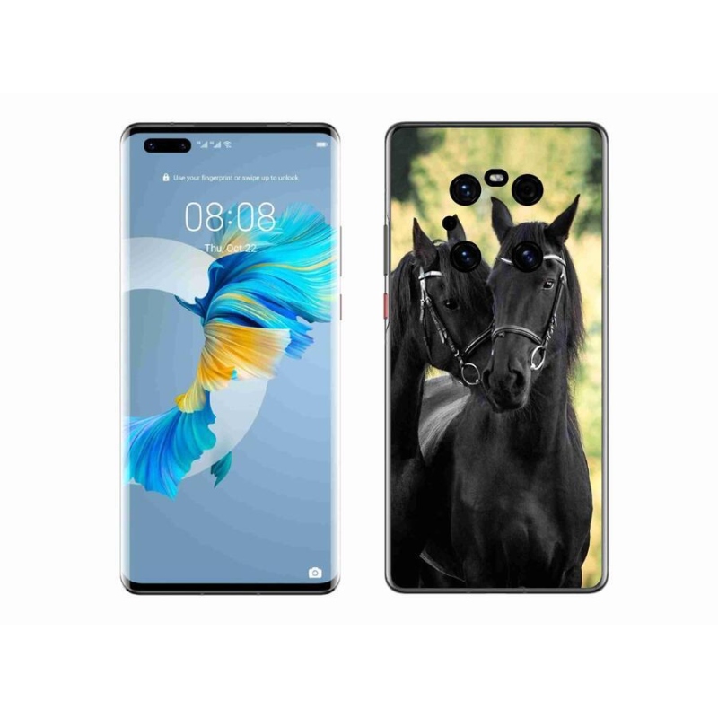 Zselés borítás mmCase a Huawei Mate 40 Pro-hoz - két fekete ló