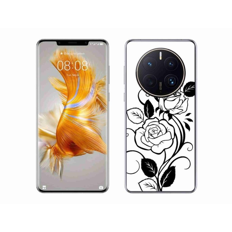 Zselés borítás mmCase a Huawei Mate 50 Pro-hoz - fekete és fehér rózsa