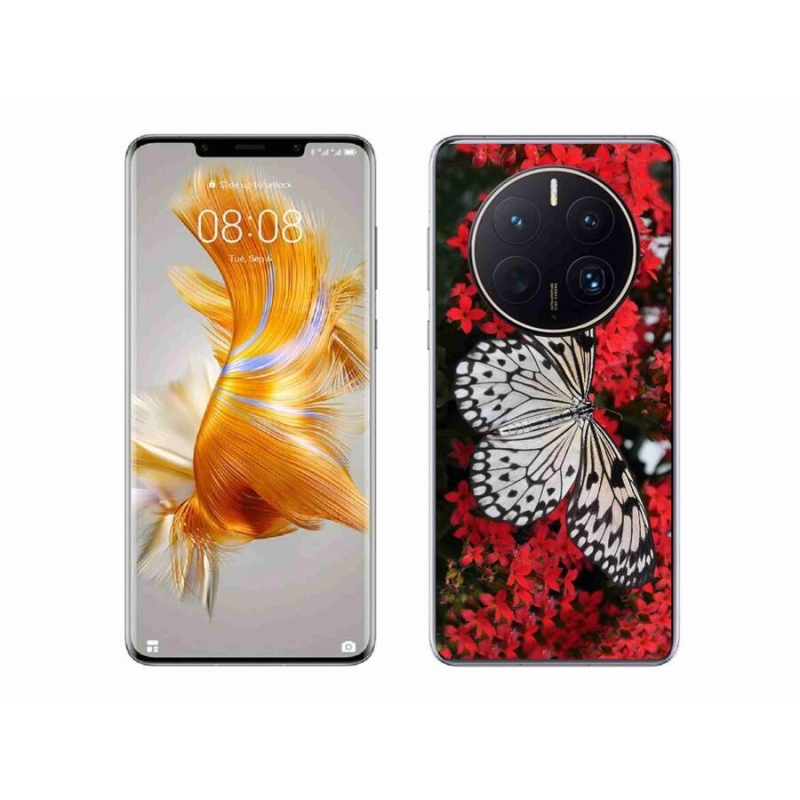 Zselés borítás mmCase a Huawei Mate 50 Pro-hoz - fekete-fehér pillangó 1